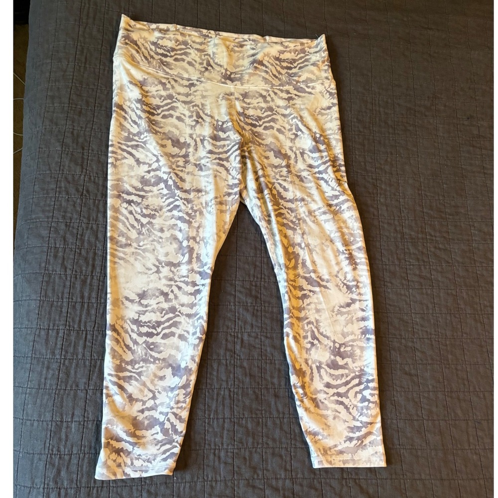 Fabletics PowerHold Capri Leggings High Waist Criss Cross Waistband Animal Print